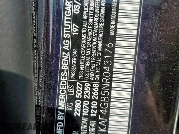 2022 Mercedes-Benz C 300 с VIN W1KAF4GB5NR043176, выставлен на аукционе Copart как лот 71675345 с пробегом 48 448 миль миль и Списание • Salvage title. История ставок и продаж доступна на DreamBid. Изображение 12.