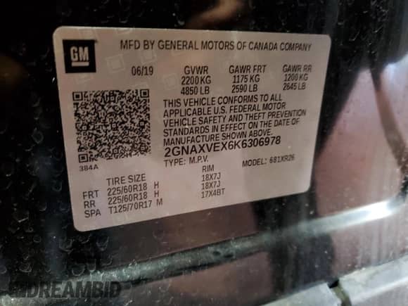 2019 Chevrolet Equinox LT with VIN 2GNAXVEX6K6306978, listed as a Copart auction lot 85885465 with 42,735 mi miles and Salvage title. Bid and sale history available at DreamBid. Image 13.