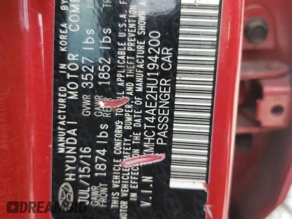 2017 Hyundai Accent SE z VIN KMHCT4AE2HU194200, wystawiony jako Copart lot #84270305 z przebiegiem 75 056 mil mil oraz Szkoda całkowita • Salvage title. Historia ofert i sprzedaży dostępna na DreamBid. Obrazek 12.