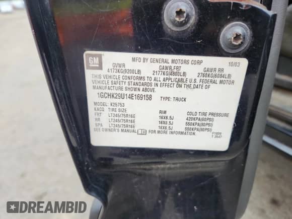 2004 Chevrolet Silverado 2500HD LS with VIN 1GCHK29U14E169158, listed as a Copart auction lot 80200995 with 167,529 mi miles and Clean title. Bid and sale history available at DreamBid. Image 12.