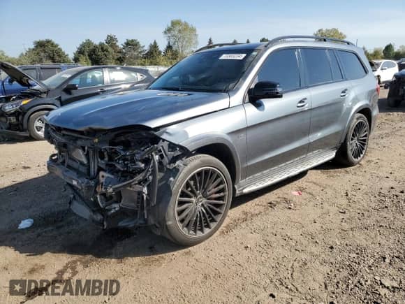 2019 Mercedes-Benz GLS 63 AMG with VIN 4JGDF7FE9KB240923, listed as a Copart auction lot 73303234 with 50,454 mi miles and Salvage title. Bid and sale history available at DreamBid. Image 1.
