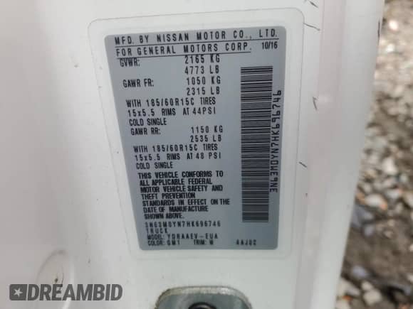 2017 Chevrolet City Express Cargo LS с VIN 3N63M0YN7HK696746, выставлен на аукционе Copart как лот 81445144 с пробегом Не указан миль и Списание • Salvage title. История ставок и продаж доступна на DreamBid. Изображение 13.