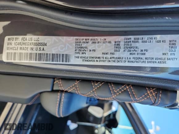 2024 Jeep Grand Cherokee Summit Reserve с VIN 1C4RJHEGXR8505504, выставлен на аукционе Copart как лот 84574905 с пробегом 22 773 миль миль и Списание • Salvage title. История ставок и продаж доступна на DreamBid. Изображение 14.