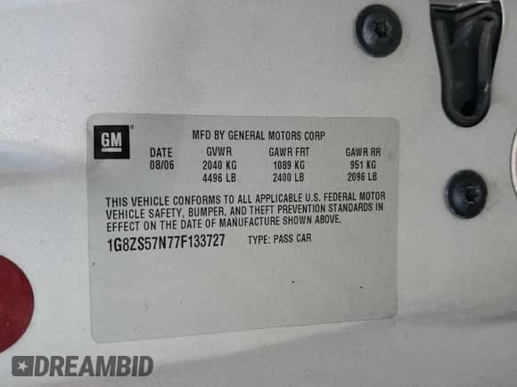 2007 Saturn Aura XE с VIN 1G8ZS57N77F133727, выставлен на аукционе Copart как лот 85129905 с пробегом 136 882 миль миль и Списание • Salvage title. История ставок и продаж доступна на DreamBid. Изображение 12.