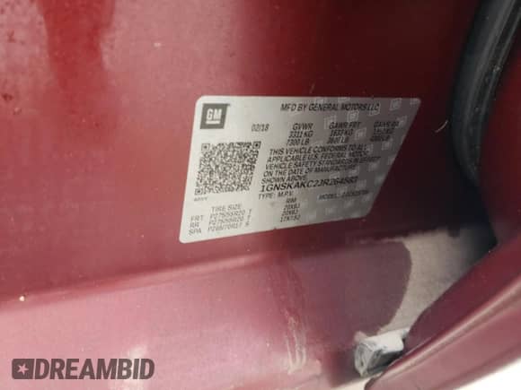 2018 Chevrolet Tahoe LS with VIN 1GNSKAKC2JR264583, listed as a Copart auction lot 53537605 with 125,667 mi miles and Salvage title. Bid and sale history available at DreamBid. Image 13.