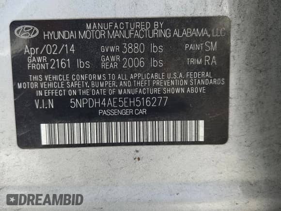 2014 Hyundai Elantra SE с VIN 5NPDH4AE5EH516277, выставлен на аукционе Copart как лот 86787325 с пробегом 89 874 миль миль и Списание • Salvage title. История ставок и продаж доступна на DreamBid. Изображение 12.