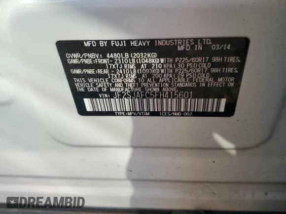 2015 Subaru Forester Premium z VIN JF2SJAFC5FH415601, wystawiony jako Copart lot #70137975 z przebiegiem 146 898 mil mil oraz Szkoda całkowita • Salvage title. Historia ofert i sprzedaży dostępna na DreamBid. Obrazek 14.