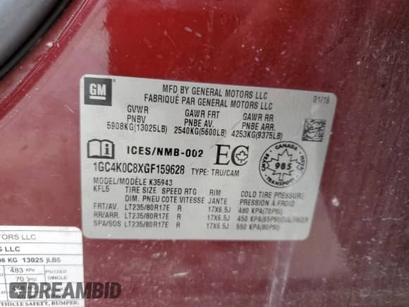 2016 Chevrolet Silverado 3500HD LTZ с VIN 1GC4K0C8XGF159628, выставлен на аукционе Copart как лот 74576054 с пробегом Не указан миль и Списание • Salvage title. История ставок и продаж доступна на DreamBid. Изображение 15.