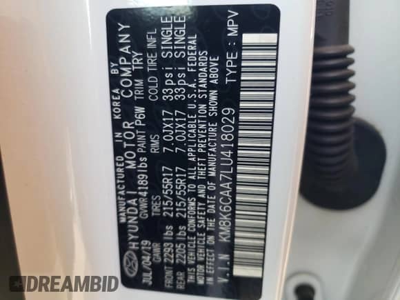 2020 Hyundai Kona SEL Plus with VIN KM8K6CAA7LU418029, listed as a Copart auction lot 49022544 with 9,691 mi miles and Salvage title. Bid and sale history available at DreamBid. Image 13.