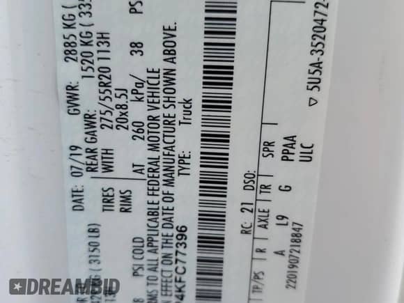 2019 Ford F-150 XL с VIN 1FTEW1CP4KFC77396, выставлен на аукционе Copart как лот 68151355 с пробегом 94 598 миль миль и Списание • Salvage title. История ставок и продаж доступна на DreamBid. Изображение 12.