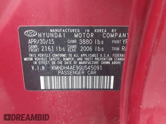 2016 Hyundai Elantra Value Edition с VIN KMHDH4AE9GU545091, выставлен на аукционе IAAI как лот 43233457 с пробегом 95 054 миль миль и . История ставок и продаж доступна на DreamBid. Изображение 9.