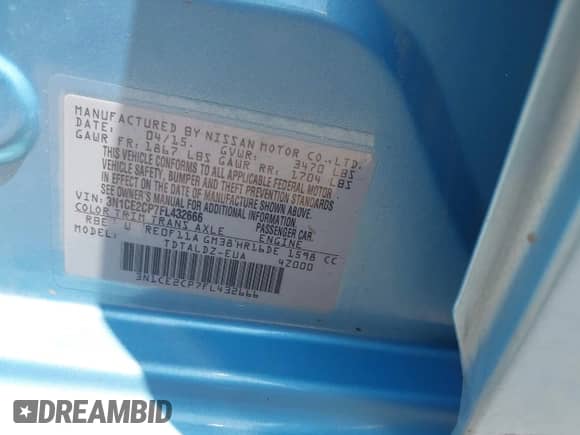 2015 Nissan Note S z VIN 3N1CE2CP7FL432666, wystawiony jako IAAI lot #42998303 z przebiegiem 94 075 mil mil oraz . Historia ofert i sprzedaży dostępna na DreamBid. Obrazek 9.