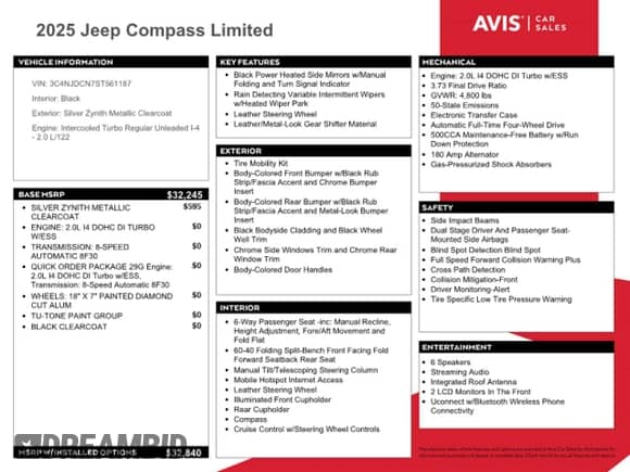 2025 Jeep Compass Limited with VIN 3C4NJDCN7ST561187, listed as a Copart auction lot 71038325 with 13,399 mi miles and Non repairable. Bid and sale history available at DreamBid. Image 13.