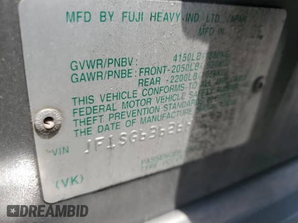 2006 Subaru Forester X with VIN JF1SG63626H727082, listed as a Copart auction lot 62727425 with 113,434 mi miles and Salvage title. Bid and sale history available at DreamBid. Image 14.