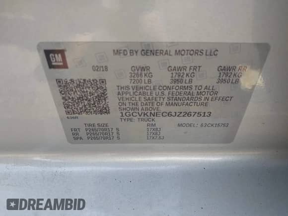 2018 Chevrolet Silverado 1500 Work Truck z VIN 1GCVKNEC6JZ267513, wystawiony jako IAAI lot #42518480 z przebiegiem 87 046 mil mil oraz . Historia ofert i sprzedaży dostępna na DreamBid. Obrazek 9.