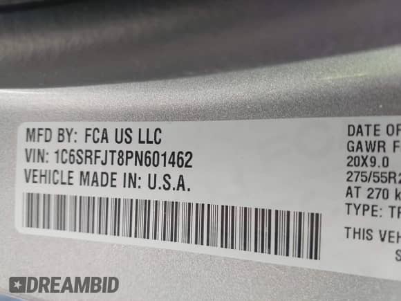 2023 Ram 1500 Laramie z VIN 1C6SRFJT8PN601462, wystawiony jako IAAI lot #42602159 z przebiegiem 52 107 mil mil oraz . Historia ofert i sprzedaży dostępna na DreamBid. Obrazek 9.