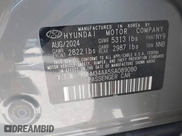 2025 Hyundai Ioniq 6 SEL с VIN KMHM34AA5SA089080, выставлен на аукционе IAAI как лот 42986911 с пробегом 3 128 миль миль и . История ставок и продаж доступна на DreamBid. Изображение 9.