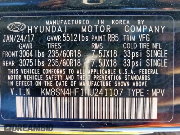 2017 Hyundai Santa Fe SE с VIN KM8SN4HF1HU241107, выставлен на аукционе Copart как лот 85903315 с пробегом 126 134 миль миль и Чистый • Clean title. История ставок и продаж доступна на DreamBid. Изображение 13.