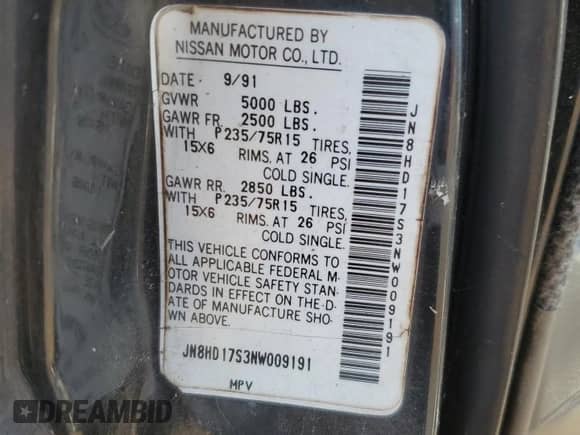 1992 Nissan Pathfinder LE с VIN JN8HD17S3NW009191, выставлен на аукционе Copart как лот 88817005 с пробегом 309 878 миль миль и Списание • Salvage title. История ставок и продаж доступна на DreamBid. Изображение 14.