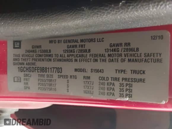 2011 Chevrolet Colorado 2LT with VIN 1GCHSDFE9B8117703, listed as a IAAI auction lot 42814839 with 180,021 mi miles and . Bid and sale history available at DreamBid. Image 9.