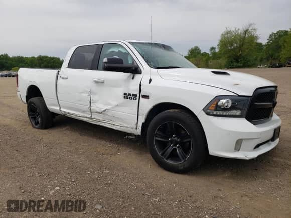 2018 Ram 1500 Sport with VIN 1C6RR7UT9JS170283, listed as a Copart auction lot 57828685 with 73,643 mi miles and Salvage title. Bid and sale history available at DreamBid. Image 4.