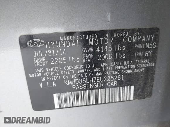 2014 Hyundai Elantra с VIN KMHD35LH7EU225261, выставлен на аукционе IAAI как лот 42832111 с пробегом 90 236 миль миль и . История ставок и продаж доступна на DreamBid. Изображение 9.