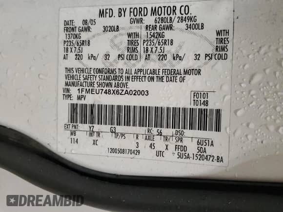 2006 Ford Explorer Eddie Bauer с VIN 1FMEU748X6ZA02003, выставлен на аукционе Copart как лот 70548985 с пробегом 161 066 миль миль и Чистый • Clean title. История ставок и продаж доступна на DreamBid. Изображение 13.