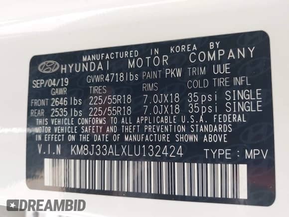 2020 Hyundai Tucson Sport с VIN KM8J33ALXLU132424, выставлен на аукционе IAAI как лот 42585122 с пробегом 102 633 миль миль и . История ставок и продаж доступна на DreamBid. Изображение 9.