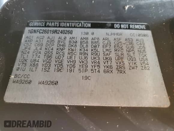 2009 Chevrolet Suburban 1LT z VIN 1GNFC26019R240260, wystawiony jako Copart lot #73403784 z przebiegiem 225 572 mil mil oraz Szkoda całkowita • Salvage title. Historia ofert i sprzedaży dostępna na DreamBid. Obrazek 15.