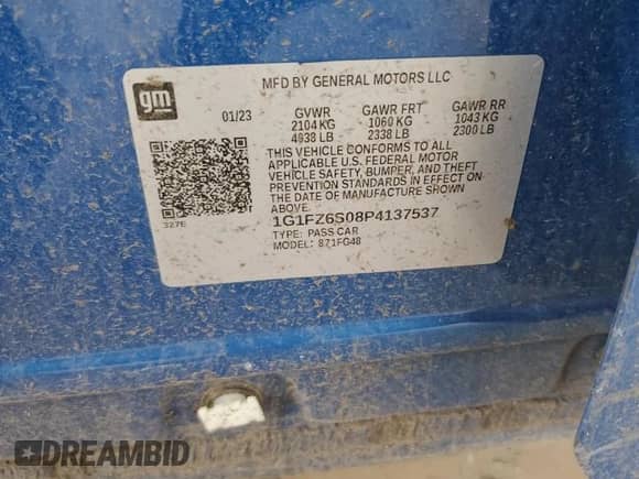 2023 Chevrolet Bolt EUV Premier с VIN 1G1FZ6S08P4137537, выставлен на аукционе Copart как лот 70602305 с пробегом Не указан миль и Списание • Salvage title. История ставок и продаж доступна на DreamBid. Изображение 12.