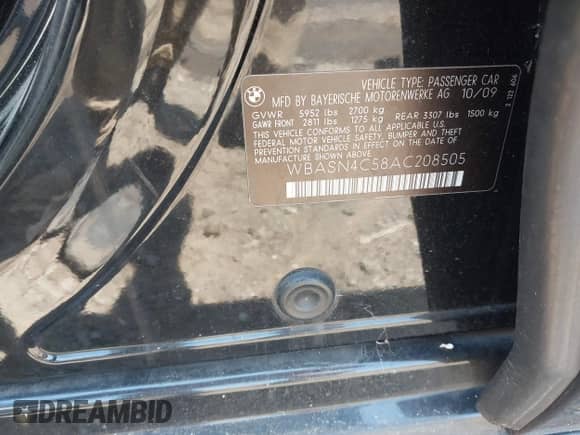 2010 BMW 5 Series 550i Gran Turismo с VIN WBASN4C58AC208505, выставлен на аукционе IAAI как лот 42411634 с пробегом 155 786 миль миль и . История ставок и продаж доступна на DreamBid. Изображение 9.