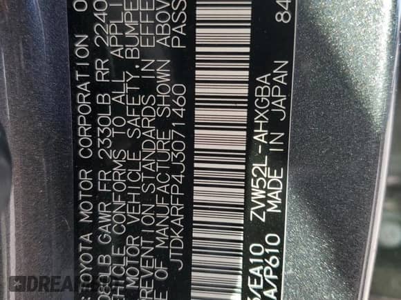 2018 Toyota Prius Plus with VIN JTDKARFP4J3071460, listed as a Copart auction lot 75311444 with 60,520 mi miles and Salvage title. Bid and sale history available at DreamBid. Image 15.