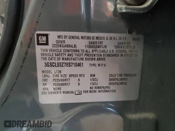 2008 Saturn VUE Green Line with VIN 3GSCL93Z78S710461, listed as a Copart auction lot 58070105 with 139,150 mi miles and Salvage title. Bid and sale history available at DreamBid. Image 13.