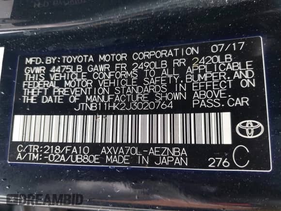 2018 Toyota Camry SE с VIN JTNB11HK2J3020764, выставлен на аукционе IAAI как лот 43307642 с пробегом 125 185 миль миль и . История ставок и продаж доступна на DreamBid. Изображение 9.