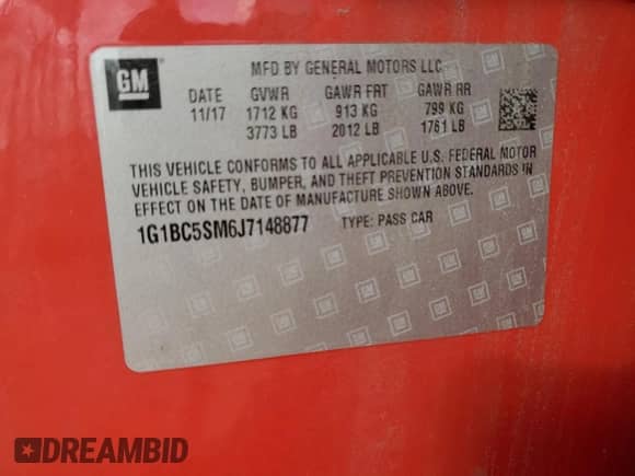 2018 Chevrolet Cruze LS с VIN 1G1BC5SM6J7148877, выставлен на аукционе Copart как лот 85335265 с пробегом 76 629 миль миль и Списание • Salvage title. История ставок и продаж доступна на DreamBid. Изображение 13.