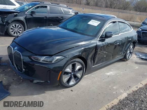 2025 BMW i4 xDrive40 with VIN WBY43HD03SFU60723, listed as a IAAI auction lot 41934522 with 361 mi miles and . Bid and sale history available at DreamBid. Image 2.