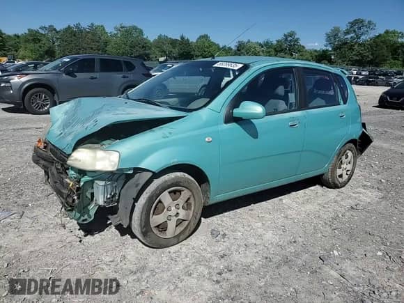 2005 Chevrolet Aveo LS with VIN KL1TD62645B312511, listed as a Copart auction lot 58099635 with Not provided miles and Salvage title. Bid and sale history available at DreamBid. Image 14.
