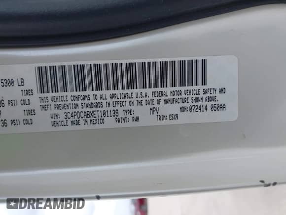 2014 Dodge Journey American Value with VIN 3C4PDCABXET101139, listed as a IAAI auction lot 42623417 with 151,744 mi miles and . Bid and sale history available at DreamBid. Image 9.