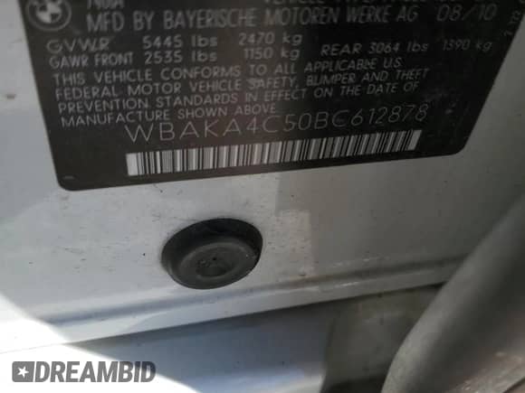 2011 BMW 7 Series 740i с VIN WBAKA4C50BC612878, выставлен на аукционе Copart как лот 52035635 с пробегом 192 248 миль миль и Списание • Salvage title. История ставок и продаж доступна на DreamBid. Изображение 12.