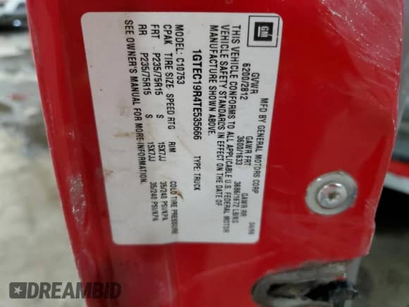 1996 GMC Sierra 1500 z VIN 1GTEC19R4TE535666, wystawiony jako Copart lot #46123325 z przebiegiem 138 991 mil mil oraz Szkoda całkowita • Salvage title. Historia ofert i sprzedaży dostępna na DreamBid. Obrazek 12.