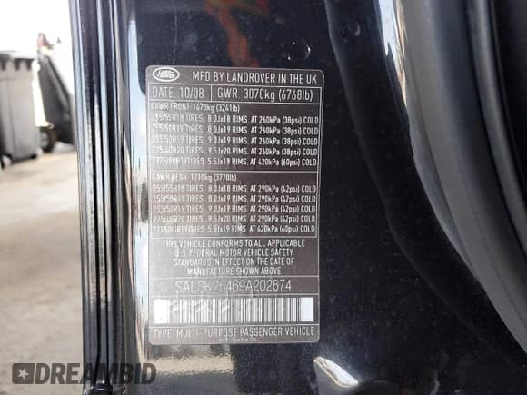 2009 Land Rover Range Rover Sport HSE с VIN SALSK25469A202674, выставлен на аукционе Copart как лот 67669145 с пробегом 123 658 миль миль и Чистый • Clean title. История ставок и продаж доступна на DreamBid. Изображение 12.