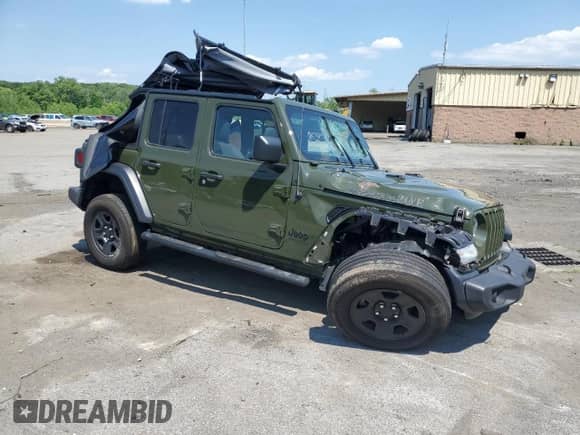 2022 Jeep Wrangler Unlimited Sport z VIN 1C4HJXDN5NW242950, wystawiony jako Copart lot #58730054 z przebiegiem Nie podano mil oraz Szkoda całkowita • Salvage title. Historia ofert i sprzedaży dostępna na DreamBid. Obrazek 4.