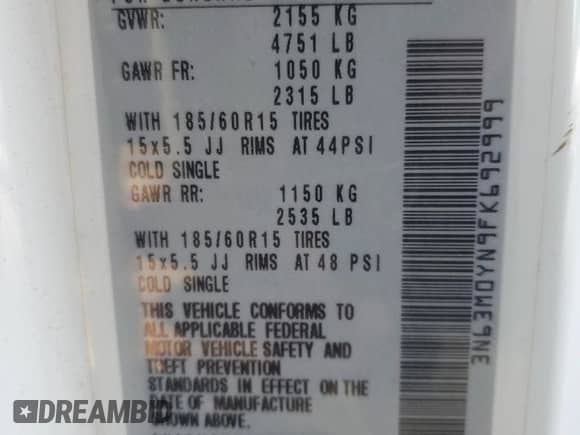 2015 Chevrolet City Express Cargo LS с VIN 3N63M0YN9FK692999, выставлен на аукционе Copart как лот 47298995 с пробегом Не указан миль и Списание • Salvage title. История ставок и продаж доступна на DreamBid. Изображение 13.