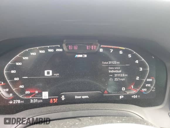 2022 BMW M3 Competition xDrive with VIN WBS43AY02NFN09815, listed as a Copart auction lot 51021705 with 31,123 mi miles and Salvage title. Bid and sale history available at DreamBid. Image 9.