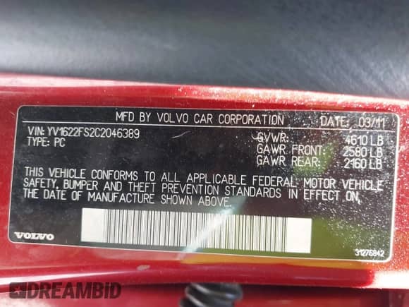 2012 Volvo S60 T5 с VIN YV1622FS2C2046389, выставлен на аукционе IAAI как лот 43458299 с пробегом 128 633 миль миль и . История ставок и продаж доступна на DreamBid. Изображение 9.