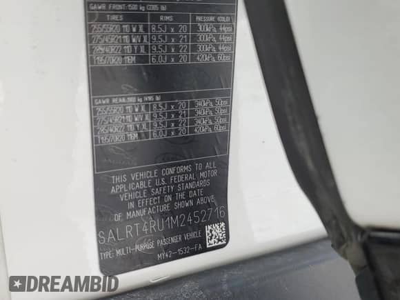 2021 Land Rover Discovery с VIN SALRT4RU1M2452716, выставлен на аукционе Copart как лот 45292445 с пробегом 25 647 миль миль и Списание • Salvage title. История ставок и продаж доступна на DreamBid. Изображение 13.