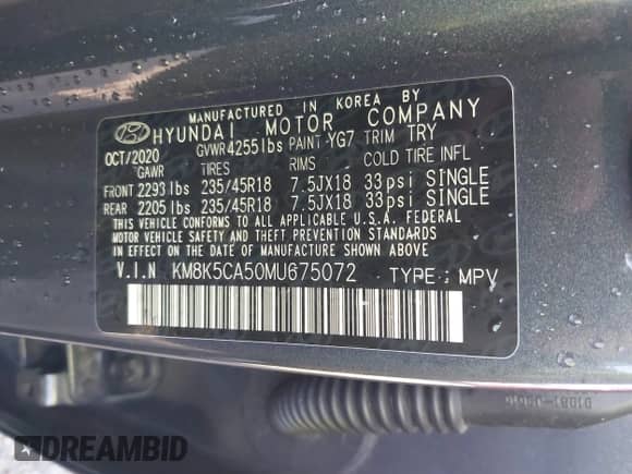 2021 Hyundai Kona Ultimate z VIN KM8K5CA50MU675072, wystawiony jako IAAI lot #43392535 z przebiegiem 44 752 mil mil oraz . Historia ofert i sprzedaży dostępna na DreamBid. Obrazek 9.