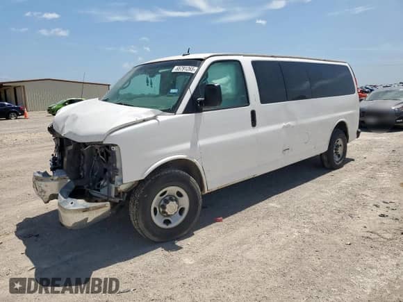 2013 Chevrolet Express Passenger LT with VIN 1GAZG1FG3D1159598, listed as a Copart auction lot 65791265 with 436,846 mi miles and Salvage title. Bid and sale history available at DreamBid. Image 1.