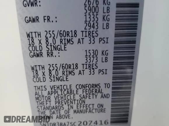 2025 Nissan Pathfinder SV z VIN 5N1DR3BA7SC207416, wystawiony jako Copart lot #66493915 z przebiegiem 15 597 mil mil oraz Czysty tytuł • Clean title. Historia ofert i sprzedaży dostępna na DreamBid. Obrazek 14.