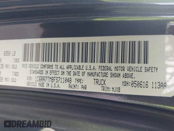 2015 Ram 1500 Big Horn с VIN 1C6RR7TM8FS711048, выставлен на аукционе IAAI как лот 41760186 с пробегом Не указан миль и . История ставок и продаж доступна на DreamBid. Изображение 9.